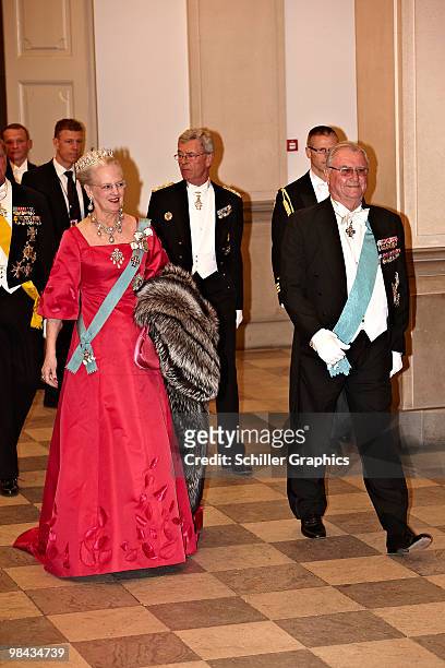 Queen Margrethe of Denmark and Prince Henrik of Denmark attend day one of Queen Margrethe 70th birthday celebrations on April 13, 2010 in Copenhagen,...
