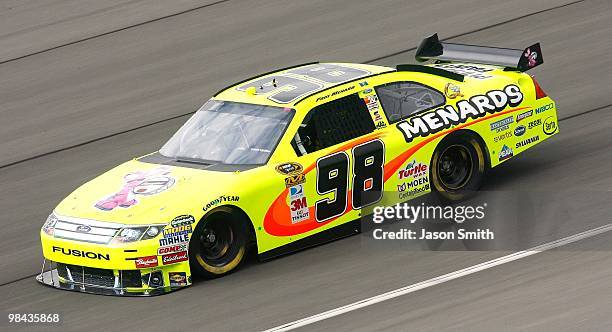 Paul Menard drives the Energizer/Menards Ford drives during practice for the NASCAR Sprint Cup Series Auto Club 500 at Auto Club Speedway on February...