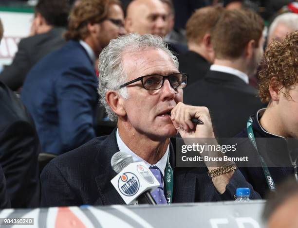 Craig MacTavish of the Edmonton Oilers attends the 2018 NHL Draft at American Airlines Center on June 23, 2018 in Dallas, Texas.