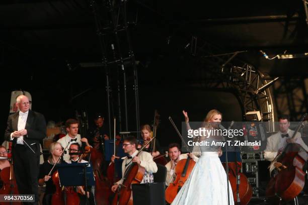 Welsh singer Katherine Jenkins performs live with the Royal Philharmonic Concert Orchestra conducted by maestro Paul Bateman during The Heritage Live...