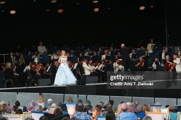 Welsh singer Katherine Jenkins performs live with the Royal Philharmonic Concert Orchestra conducted by maestro Paul Bateman during The Heritage Live...