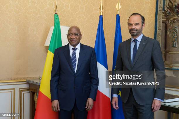 French Prime minister Edouard Philippe meets prime minister of Mali Soumeylou Boubeye Maiga on June 26, 2018 in Paris, France. Prime Minister...