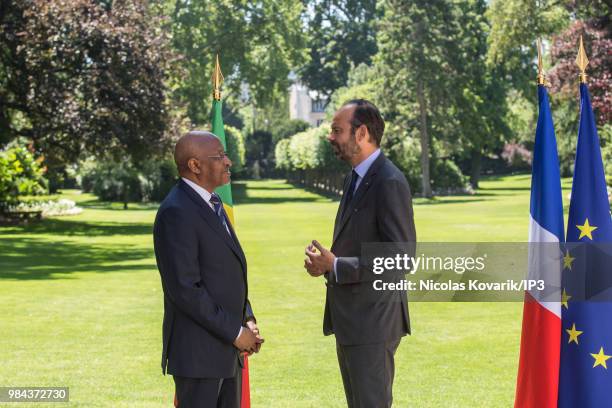 French Prime minister Edouard Philippe meets prime minister of Mali Soumeylou Boubeye Maiga on June 26, 2018 in Paris, France. Prime Minister...