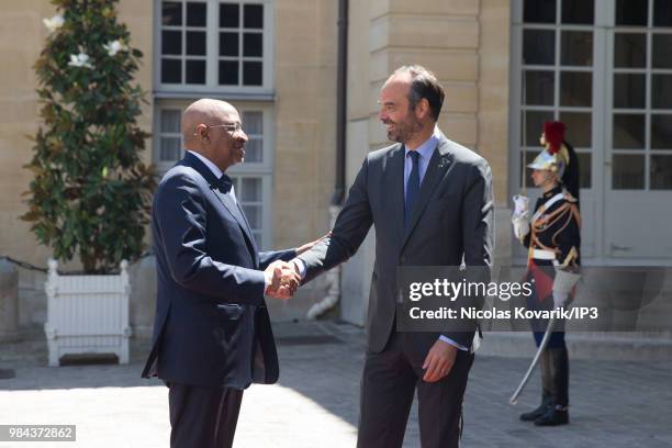 French Prime minister Edouard Philippe meets prime minister of Mali Soumeylou Boubeye Maiga on June 26, 2018 in Paris, France. Prime Minister...