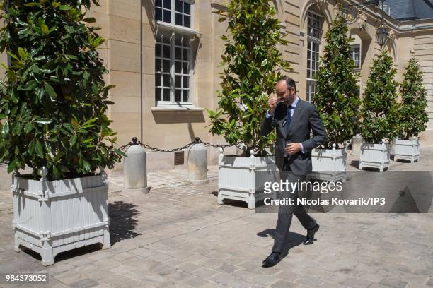 French Prime minister Edouard Philippe after a meeting with the prime minister of Mali Soumeylou Boubeye Maiga on June 26, 2018 in Paris, France....