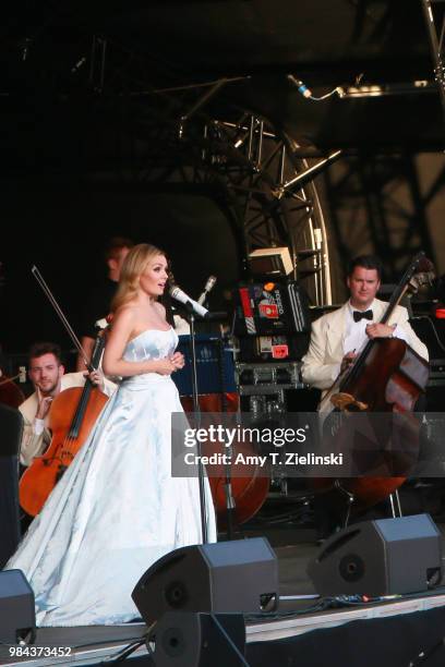 Welsh singer Katherine Jenkins performs live with the Royal Philharmonic Concert Orchestra conducted by maestro Paul Bateman during The Heritage Live...