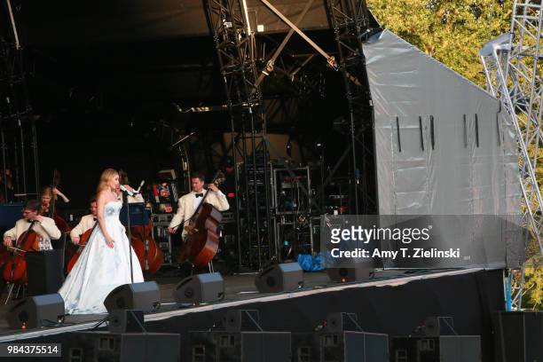 Welsh singer Katherine Jenkins performs live with the Royal Philharmonic Concert Orchestra conducted by maestro Paul Bateman during The Heritage Live...
