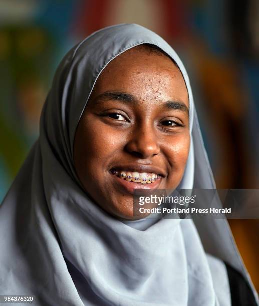 Nasteho Youssouf poses for a photo at Casco Bay High School in Portland on Thursday, May 24, 2018. Youssouf came from Djibouti in fifth grade, is a...