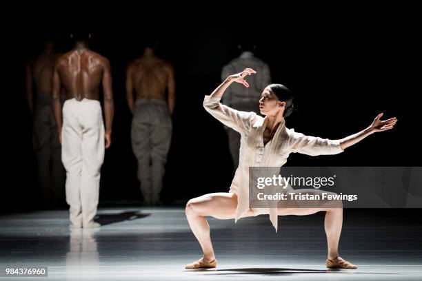 Dancers perform Stop Motion during the Nederlands Dans Theater 1 Photocall at Sadler's Wells Theatre on June 26, 2018 in London, England.