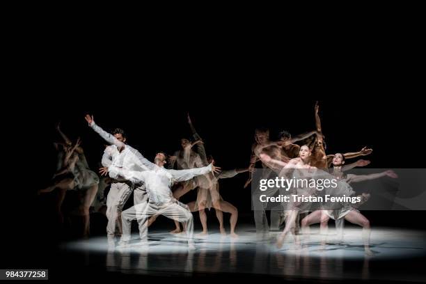 Dancers perform Stop Motion during the Nederlands Dans Theater 1 Photocall at Sadler's Wells Theatre on June 26, 2018 in London, England.