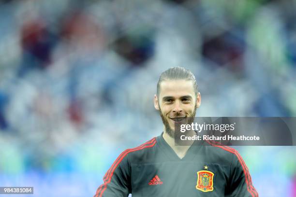 David De Gea of Spain in action during the 2018 FIFA World Cup Russia group B match between Spain and Morocco at Kaliningrad Stadium on June 25, 2018...