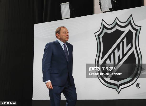 Commissioner Gary Bettman attends the first round of the 2018 NHL Draft at American Airlines Center on June 22, 2018 in Dallas, Texas.