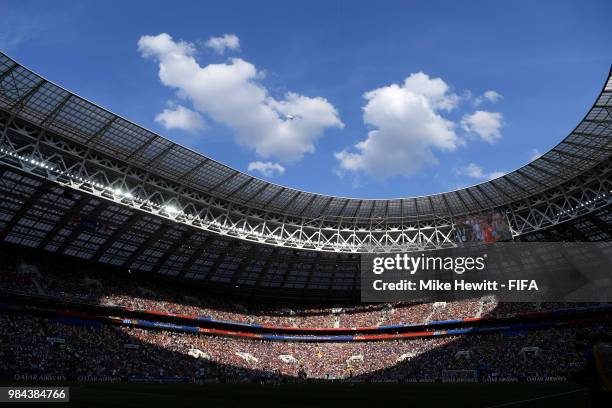 General view inside the stadium during the 2018 FIFA World Cup Russia group C match between Denmark and France at Luzhniki Stadium on June 26, 2018...