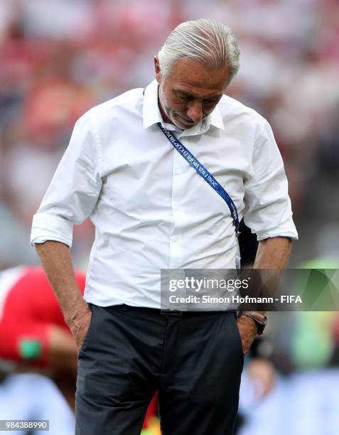 Bert van Marwijk, Head coach of Australia looks dejected during the 2018 FIFA World Cup Russia group C match between Australia and Peru at Fisht...