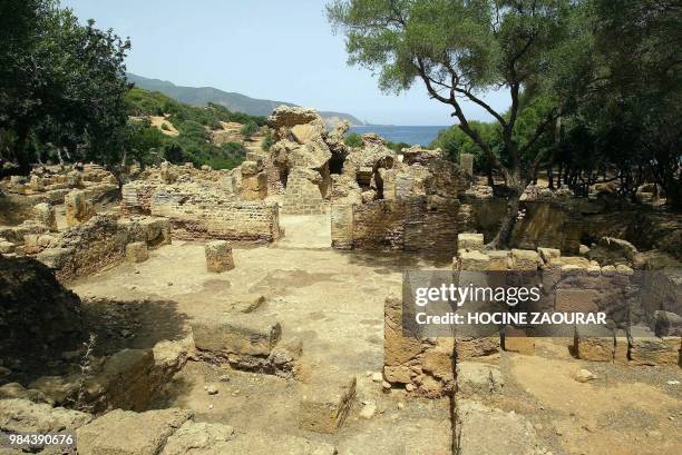 Ruins of Roman villa with a spa are pictured 14 August 2002 at the historic site of Tipasa. On he Shores of the Mediterranean, Tipasa was an ancient...