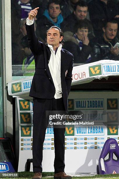 Fiorentina head coach Claudio Prandelli gestures during the Tim Cup ACF Fiorentina and FC Internazionale Milano between at Stadio Artemio Franchi on...