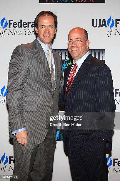 Sportscaster Dan Hicks and NBC Universal President and CEO Jeff Zucker attend the UJA-Federation of New York's Sports for Youth at the Grand Hyatt...