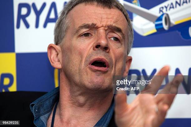 Ryanair CEO Michael O'Leary speaks at a press conference regarding the future development plans of the Irish budget airline Ryanair in Belgium on...