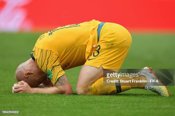 Aaron Mooy of Australia looks dejected following his sides defeat in the 2018 FIFA World Cup Russia group C match between Australia and Peru at Fisht...