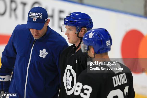 Rasmus Sandin on the ice at the Leafs training facility in Etobicoke. June 26, 2018.