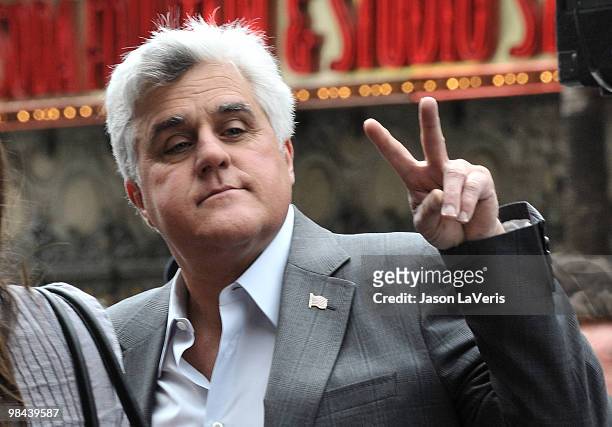 Comedian Jay Leno attends Russell Crowe's induction into the Hollywood Walk Of Fame on April 12, 2010 in Hollywood, California.