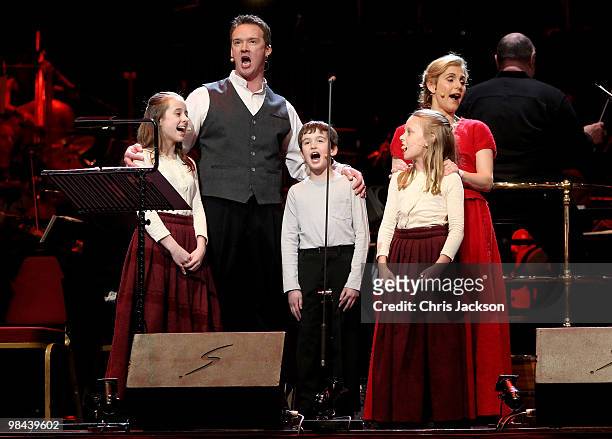 Opera singer Russell Watson and Helen Sjoholm perform during a rehersal for the UK Premiere of the musical Kristina at the Royal Albert Hall on April...