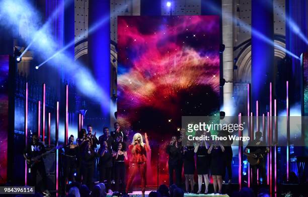Recording artist Bebe Rexha performs on stage during VH1 Trailblazer Honors 2018 at The Cathedral of St. John the Divine on June 21, 2018 in New York...