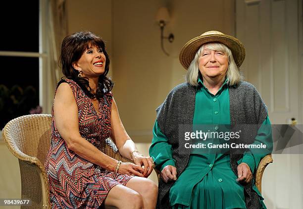 Sally Farmiloe-Neville and Judy Cornwell perform a scene from 'When The Lilac Blooms My Love' at the Leicester Square Theatre on April 13, 2010 in...
