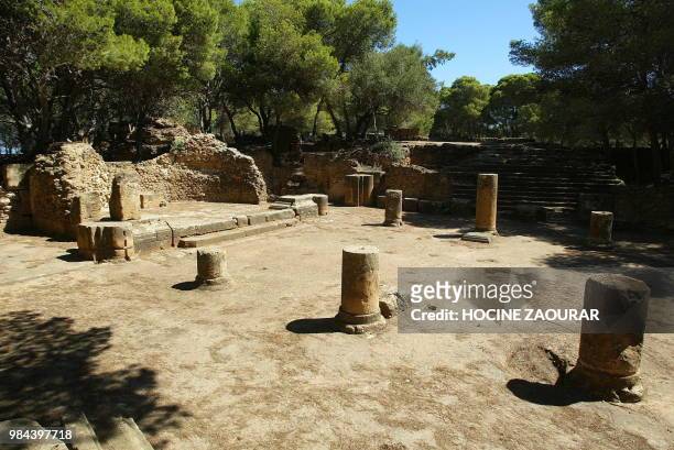 Ruins of the "Judicial Cathedral" are pictured 14 August 2002 at the historic site of Tipasa. On he Shores of the Mediterranean, Tipasa was an...