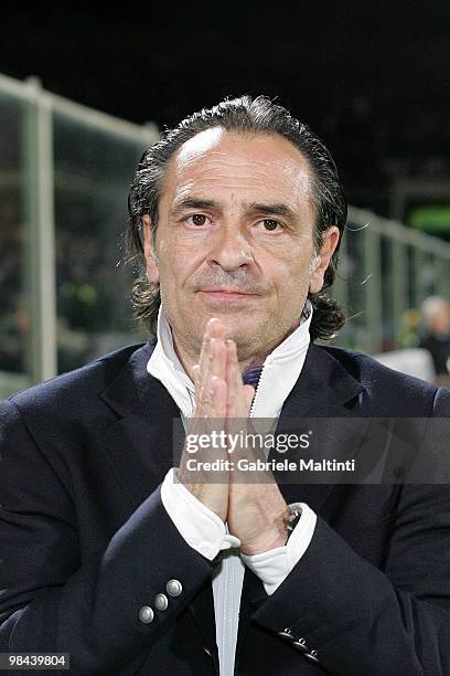 Fiorentina head coach Claudio Prandelli gestures during the Tim Cup ACF Fiorentina and FC Internazionale Milano between at Stadio Artemio Franchi on...