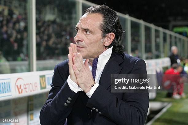 Fiorentina head coach Claudio Prandelli gestures during the Tim Cup ACF Fiorentina and FC Internazionale Milano between at Stadio Artemio Franchi on...