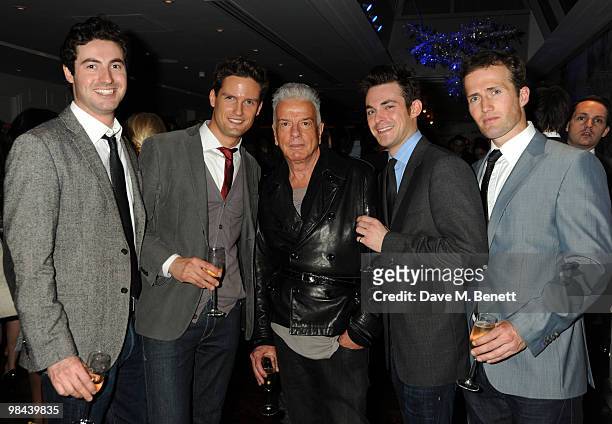 Members of Blake Oliver Baines, Stephen Bowman, Jules Knight and Humphrey Berney with Nicky Haslam attend the afterparty following the gala screening...