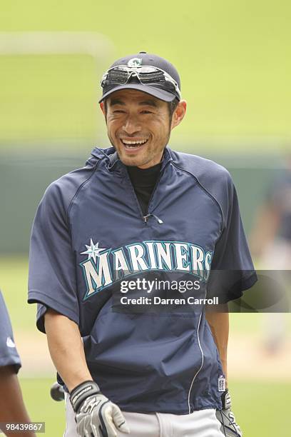 Seattle Mariners Ichiro Suzuki before game vs Texas Rangers. Arlington, TX 4/10/2010 CREDIT: Darren Carroll