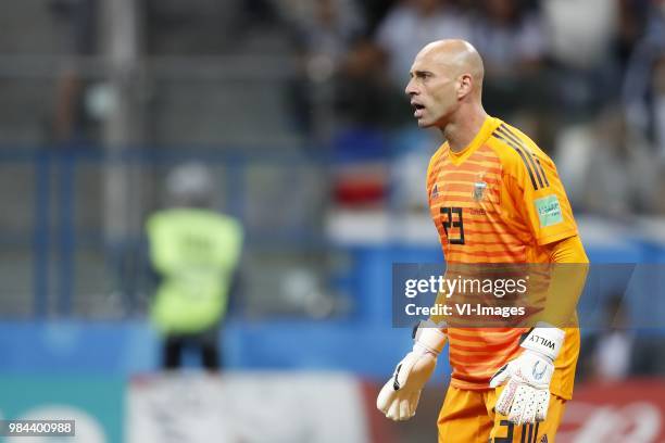 Goalkeeper Willy Caballero of Argentina during the 2018 FIFA World Cup Russia group D match between Argentina and Croatia at the Novgorod stadium on...