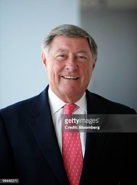 James Farrell, former chief executive officer of Illinois Tool Works Inc., stands for a photo prior to participating in a panel discussion with...