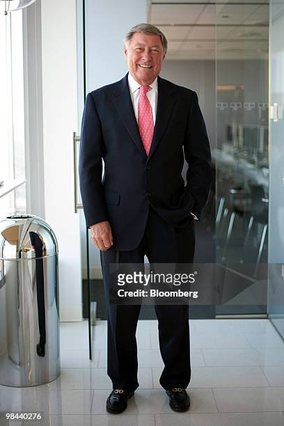 James Farrell, former chief executive officer of Illinois Tool Works Inc., stands for a photo prior to participating in a panel discussion with...