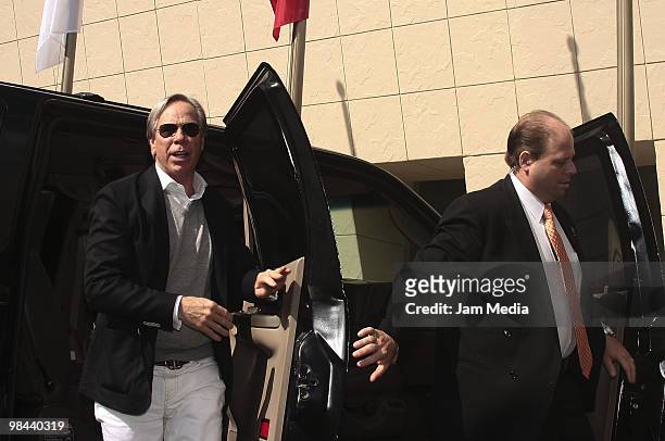 Fashion designer Tommy Hilfiger arrives to visit the facilities of CRIT on April 13, 2010 in Tlalnepantla, Mexico.