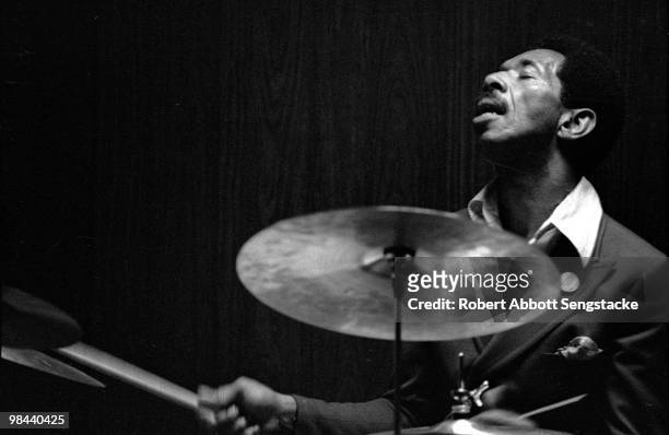Portrait of the jazz drummer Joseph Rudolph "Philly Joe" Jones , formerly of the Miles Davis Quintet, taken while performing at the Chicago club...