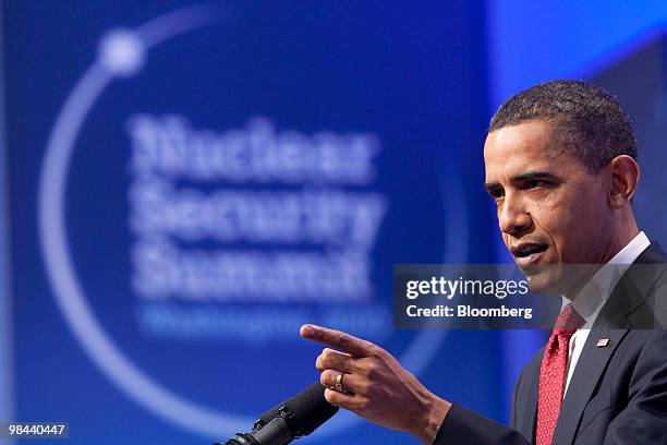 President Barack Obama speaks during a news conference at the Nuclear Security Summit at the Washington Convention Center in Washington, D.C., U.S.,...