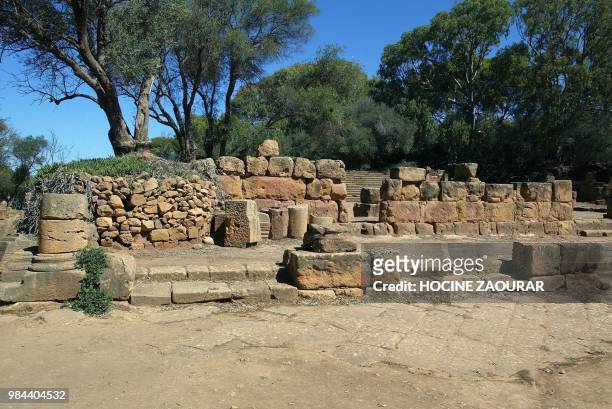 Ruins of the New Temple are pictured 14 August 2002 at the historic site of Tipasa. On he Shores of the Mediterranean, Tipasa was an ancient Punic...