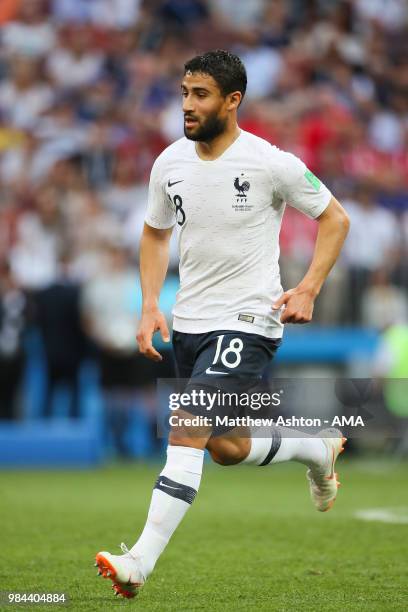 Nabil Fekir of France in action during the 2018 FIFA World Cup Russia group C match between Denmark and France at Luzhniki Stadium on June 26, 2018...