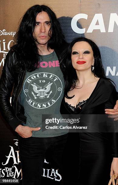 Singer Alaska and her husband Mario Vaquerizo attend the "Alicia en el Pais de las Maravillas" premiere at the Proyecciones cinema on April 13, 2010...