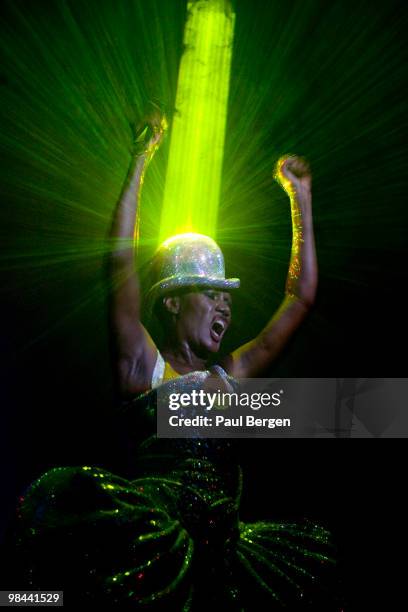 Grace Jones performs on stage at Vredenburg Leidsche Rijn on April 13, 2010 in Utrecht, Netherlands.