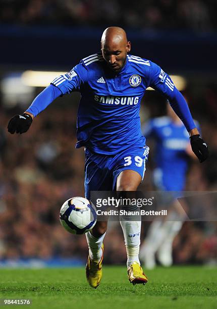 Nicolas Anelka of Chelsea in action during the Barclays Premier League match between Chelsea and Bolton Wanderers at Stamford Bridge on April 13,...