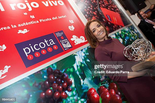 Spanish journalist Pepa Bueno receives 'Picota del Jerte' award at IFEMA exhibition center on April 13, 2010 in Madrid, Spain.