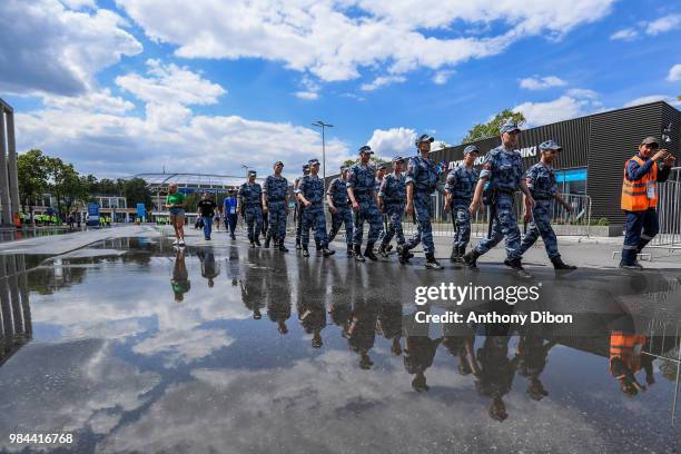 Russian police before the FIFA World Cup Group C match between Denmark and France at Luzhniki Stadium on June 26, 2018 in Moscow, Russia.