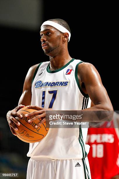 Rod Benson of the Reno Bighorns looks across the court against the Rio Grande Valley Vipers in Game One of their D-League playoff game on April 10,...