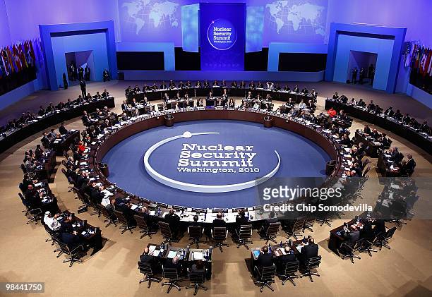 Delegates representing forty-seven nations from around the world convene during the first plenary session of the Nuclear Security Summit at the...