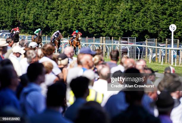 Franny Norton riding On A May Day wins The bet365.com Handicap Stakes at Brighton Racecourse on June 26, 2018 in Brighton, United Kingdom.