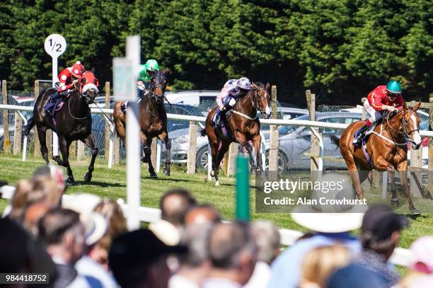 Franny Norton riding On A May Day wins The bet365.com Handicap Stakes at Brighton Racecourse on June 26, 2018 in Brighton, United Kingdom.